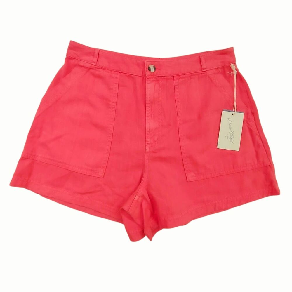 Universal Thread Womens 10 Coral High Rise Cotton Shorts Patch Pocket Beach